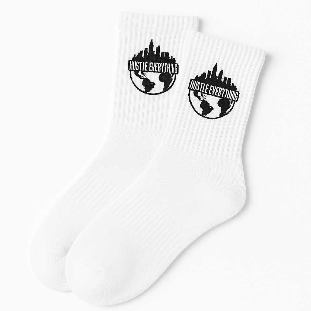 Hustle World Embroidered Socks