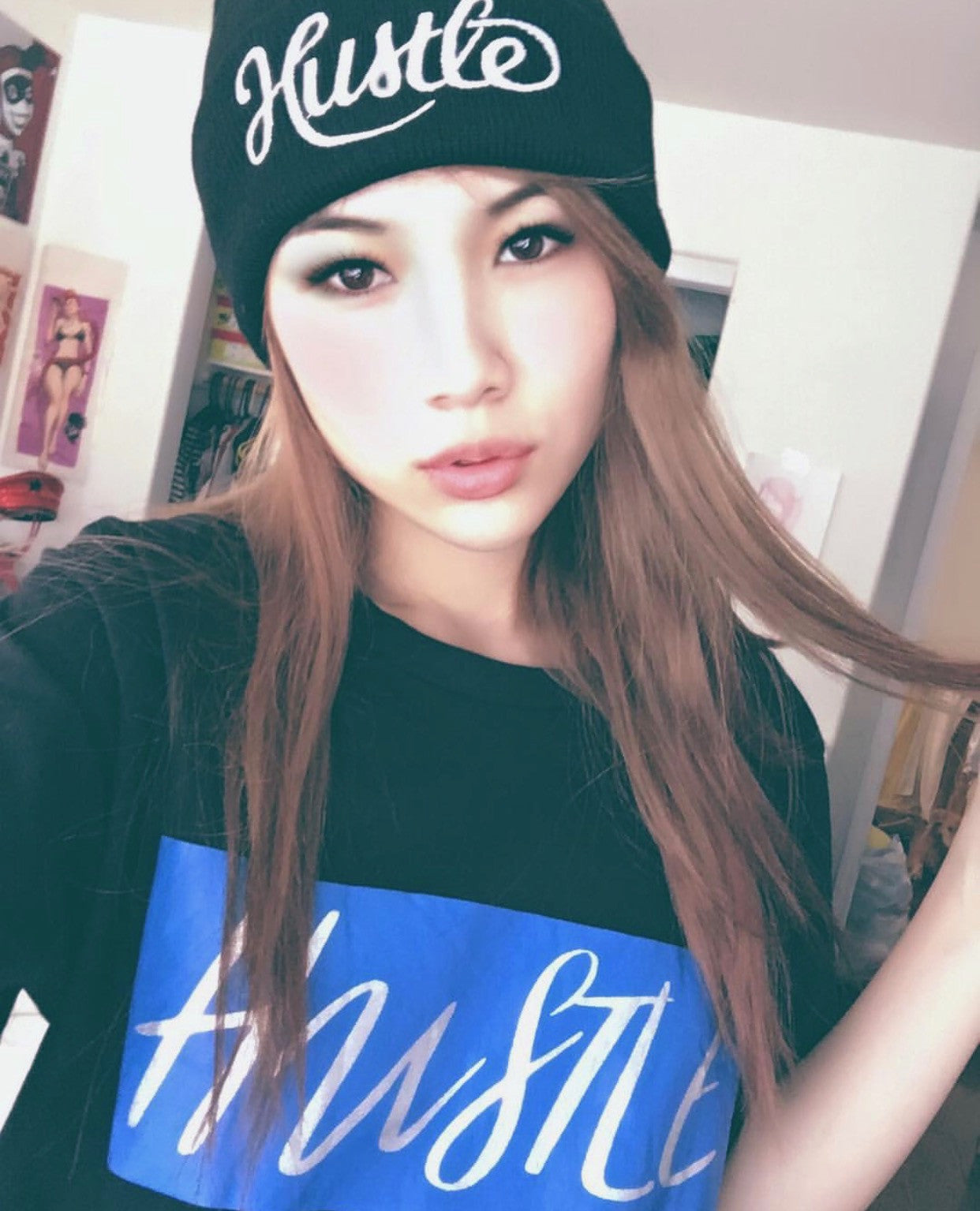 T-Shirt - Large Box Logo Silver Hustle on Black - Hustle Everything