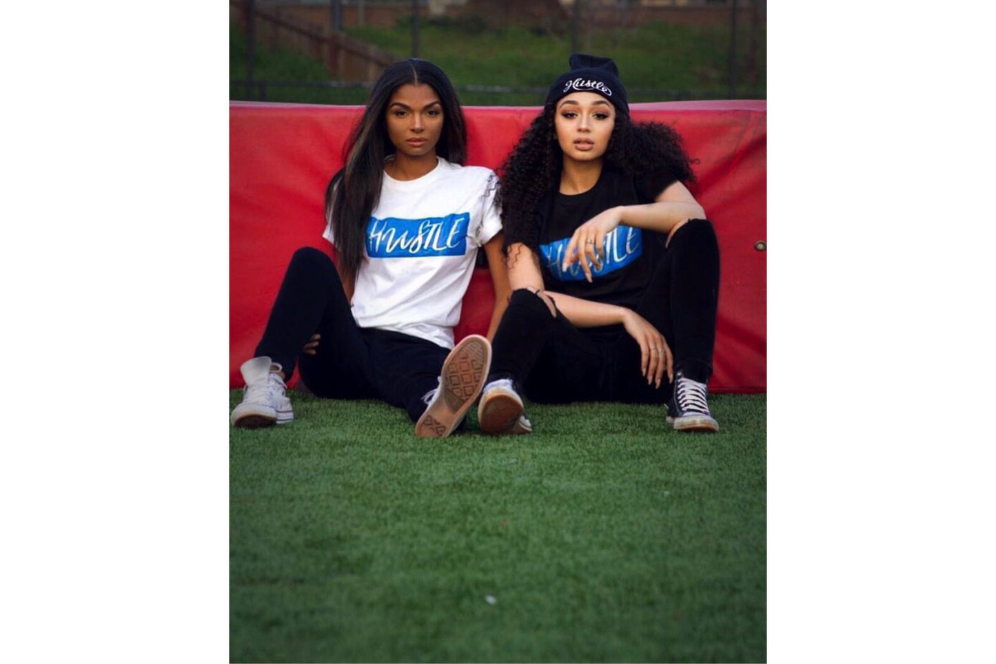 T-Shirt - Large Box Logo Silver Hustle on White - Hustle Everything