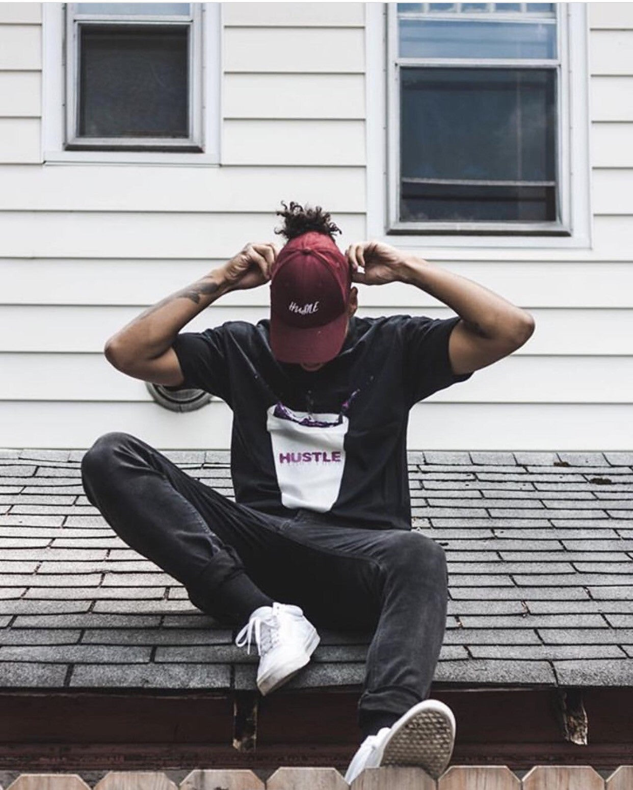 Headwear - Burgundy Hustle Dad Hat - Hustle Everything