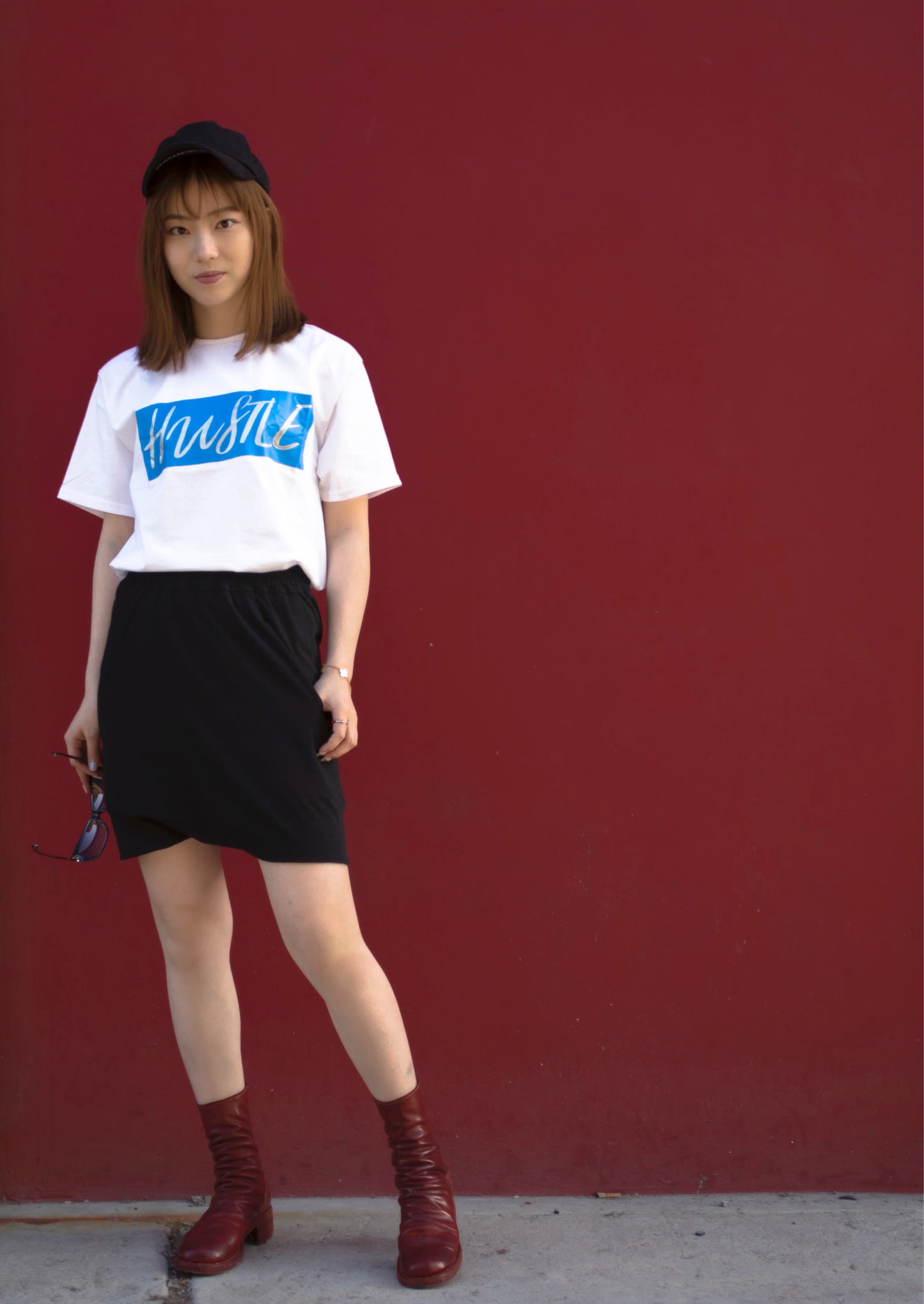 T-Shirt - Large Box Logo Silver Hustle on White - Hustle Everything
