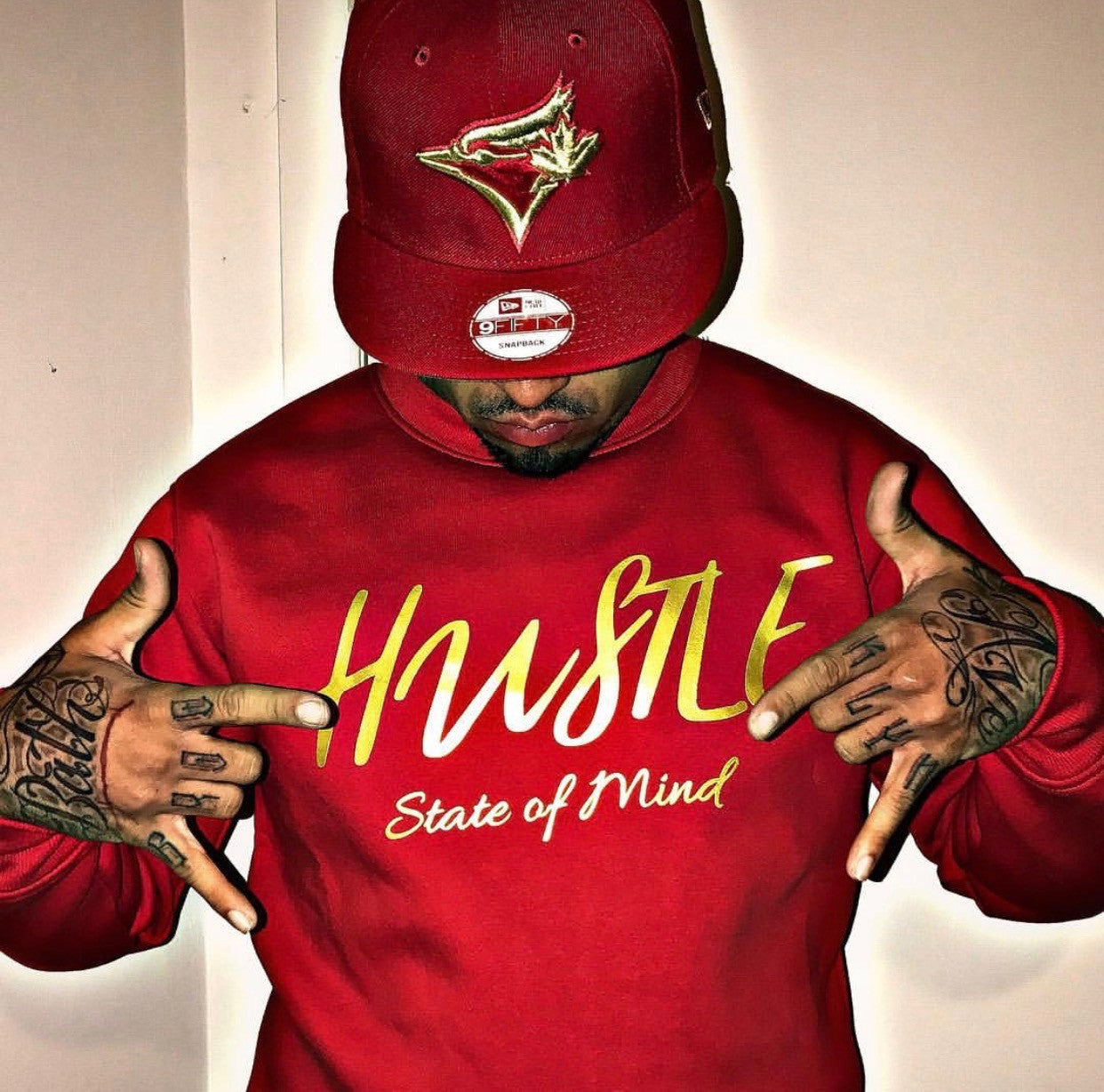 Sweater - Blood Red Hustle State of Mind Crewneck - Hustle Everything